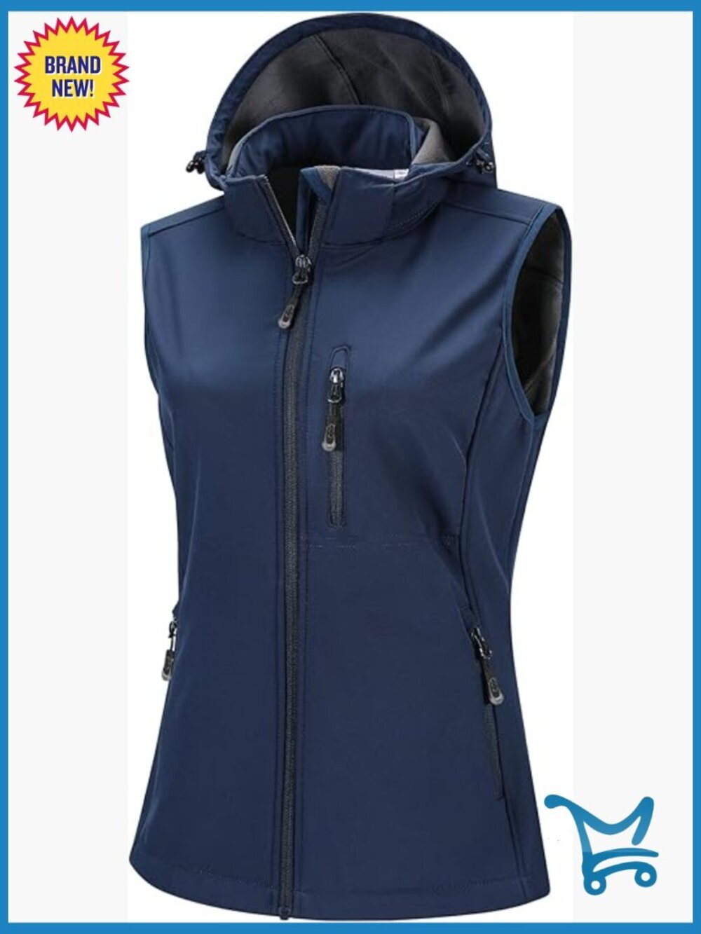 Lightweight Hooded Softshell Vest Fleece Lined Windproof Zip Up Sleeveless